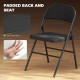 Set of 2 Metal Foldable Chairs, Linen Fabric Padded Folding Chairs with Cushion Seat and Open Back for Indoor, Black