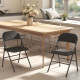 Set of 2 Metal Foldable Chairs, Linen Fabric Padded Folding Chairs with Cushion Seat and Open Back for Indoor, Black