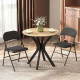 Set of 2 Metal Foldable Chairs, Linen Fabric Padded Folding Chairs with Cushion Seat and Open Back for Indoor, Black