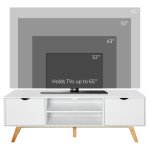 Modern Wooden TV Stand with 2 Storage Cabinet Stand for TV's up to 65