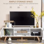 Modern Wooden TV Stand with 2 Storage Cabinet Stand for TV's up to 65