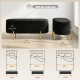 Upholstered Bedroom Bench, Channel Tufted Ottoman Bench with Thick Padding and Metal Legs, Black
