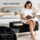 Upholstered Bedroom Bench, Channel Tufted Ottoman Bench with Thick Padding and Metal Legs, Black