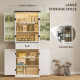 71" LED Kitchen Pantry Cabinet, Farmhouse Storage Cabinet with Door Shelves, Distressed White