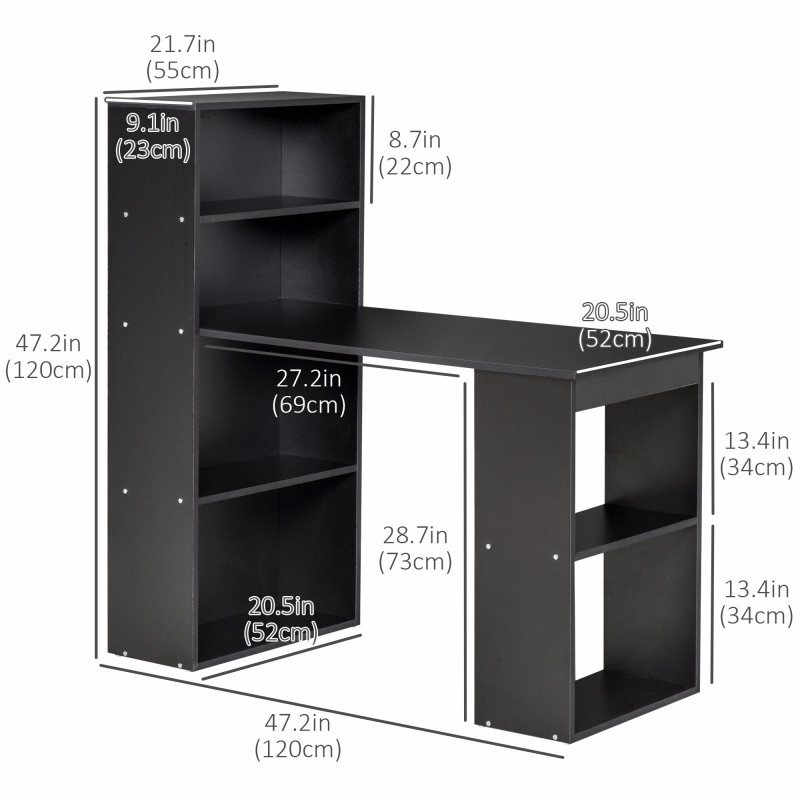Modern Computer Desk with Storage Shelves, 47