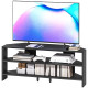 Corner TV Stand, Modern TV Table with 2 Open Shelves for 47 Inch TV, Entertainment Center for Living Room, Black