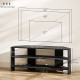 Corner TV Stand, Modern TV Table with 2 Open Shelves for 47 Inch TV, Entertainment Center for Living Room, Black