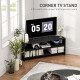 Corner TV Stand, Modern TV Table with 2 Open Shelves for 47 Inch TV, Entertainment Center for Living Room, Black