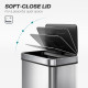 15.9 Gallon Sensor Can, Automatic Garbage Can with Soft-Close Lid, Fingerprint-Proof Stainless Steel, Silver
