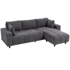 Sectional Couch with Integrated Seat, 3 Seater L-Shaped Sofa with Changeable Chaise, Spring Cushion, 2 Pillows, Grey