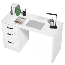 Computer Desk with 3 Drawers, 47" Home Office Desk with Adjustable Hanging Rails for Letter A4 Files, White