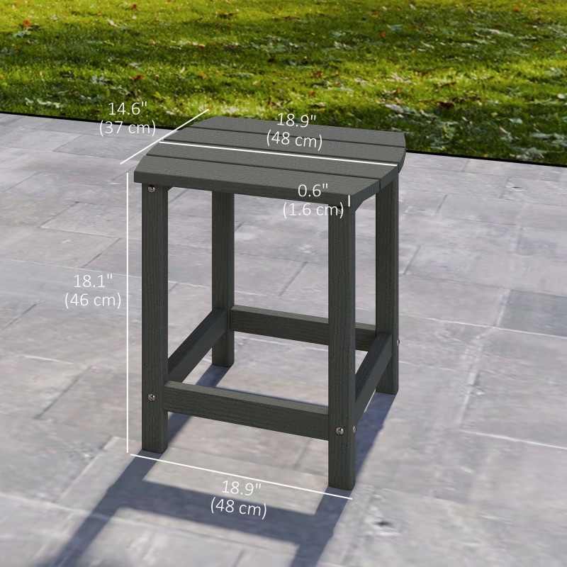 Outdoor Side Table, Adirondack Patio End Table for Garden, Pool, Backyard, Lawn, Beach, Indoor and Outdoor, Grey