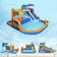 Qaba Inflatable Bounce House for Kids, Sharks Theme Jumping Bouncy Castle with Slide and Pool for Indoor Outdoor, Blue