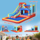 Qaba 14.3 x 8FT Inflatable Bounce House, 4 in 1 Bouncy Castle with Slide, Climbing Wall, Jumping Area, Pool and Blower