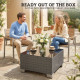 21.7" Square Patio Table, Small Outdoor Patio Coffee Side End Table with Tempered Glass Top, Black