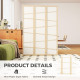 66.9" Folding Room Divider, 3 Panel Wall Partition with Wood Frame for Bedroom, Home Office, Natural Wood