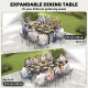 Expandable Patio Dining Table for 8-10 People, 60.6"-84.3" Aluminum Outdoor Dining Table with Adjustable Foot Pads