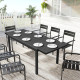 Expandable Patio Dining Table for 8-10 People, 60.6"-84.3" Aluminum Outdoor Dining Table with Adjustable Foot Pads
