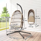 Wicker Egg Swing Chair with Stand, Foldable Hanging Egg Chair with UV Resistant Cushion, Headrest, Beige