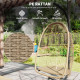Wicker Egg Swing Chair with Stand, Foldable Hanging Egg Chair with UV Resistant Cushion, Headrest, Beige