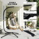 Wicker Egg Swing Chair with Stand, Foldable Hanging Egg Chair with UV Resistant Cushion, Headrest, Beige