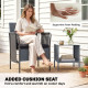 3 Piece Wicker Patio Furniture Set, Outdoor Bistro Set, Side Pockets, Mesh Seat, 2 Tier Glass Table, Cushions, Black