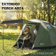 Camping Tent Waterproof Camping Tent with Two Room for 3-4 Person Waterproof, Green