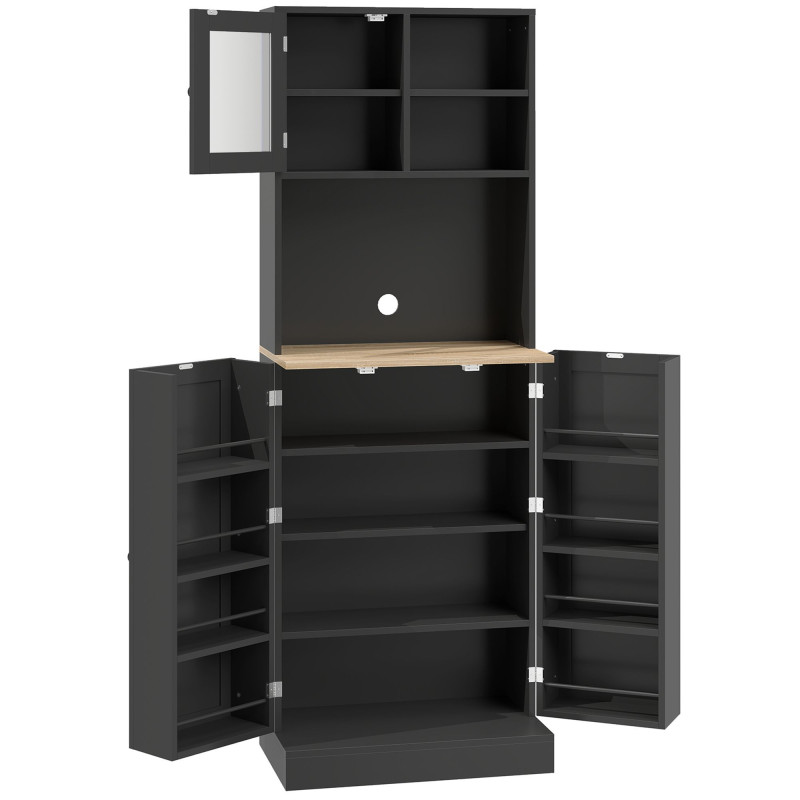 66.5" Tall Kitchen Pantry Cabinet, Kitchen Hutch, Microwave Cabinet with Adjustable Shelves for Dining Room, Black
