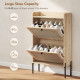 Shoe Cabinet with 2 Flip Drawers, Boho Narrow Shoe Storage Cabinet, Oak