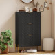 Shoe Cabinet with 3 Flip Drawers, Modern Narrow Shoe Storage Cabinet with Adjustable Shelves, Black