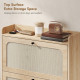 Shoe Cabinet with 2 Flip Drawers, Boho Narrow Shoe Storage Cabinet, Oak