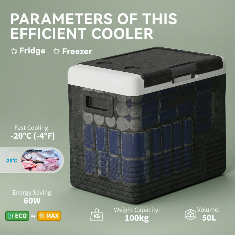 12 Volt Car Refrigerator, 53QT Car Fridge Electric Cooler, 12/24V DC and 100-240V AC, -68-68 ℉, Portable Refrigerator