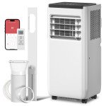 8000 BTU Portable 4-in-1 Air Conditioner with Cool, Dehumidifier, Fan, Sleep, WiFi Voice Remote Control, White