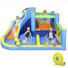 Qaba Bouncy Castle for Kids, Inflatable Bounce House with Slide, Pool (Ball Pit), Ball Shooting and Blower for Indoor Outdoor