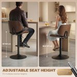 Bar Stools Set of 2, Swivel Counter Height Barstools with Back, Adjustable Height, Black