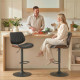 Bar Stools Set of 2, Swivel Counter Height Barstools with Back, Adjustable Height, Black
