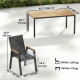 7 Piece Outdoor Dining Set, Rectangle Patio Table and 6 Mesh Chairs with Slatted Tabletop for Backyard, Deck, Garden