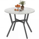 35" Round Dining Table, Modern Dining Room Table with Steel Frame, Space Saving Small Kitchen Table, White Marble