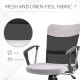 Mid Back Office Chair, Linen Adjustable Office Chair with Lumbar Back Support, Arm, Adjustable Height, Grey