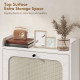 Shoe Cabinet with 2 Flip Drawers, Boho Narrow Shoe Storage Cabinet, White