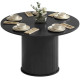 Round Dining Table for 5, 47 Inch Kitchen Table with Fluted Pedestal Base, for Kitchen Living Room Dining Room, Black