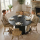 Round Dining Table for 5, 47 Inch Kitchen Table with Fluted Pedestal Base, for Kitchen Living Room Dining Room, Black