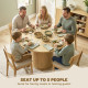 Round Dining Table for 5, 47 Inch Kitchen Table with Fluted Pedestal Base, for Kitchen Living Room Dining Room, Natural