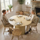 Round Dining Table for 5, 47 Inch Kitchen Table with Fluted Pedestal Base, for Kitchen Living Room Dining Room, Natural