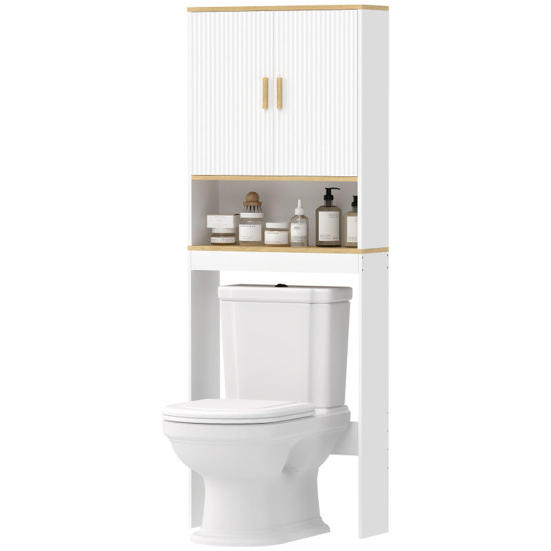 Over the Toilet Storage Shelf Adjustable Shelf Over the Toilet Storage Cabinet for Bathroom White and Oak