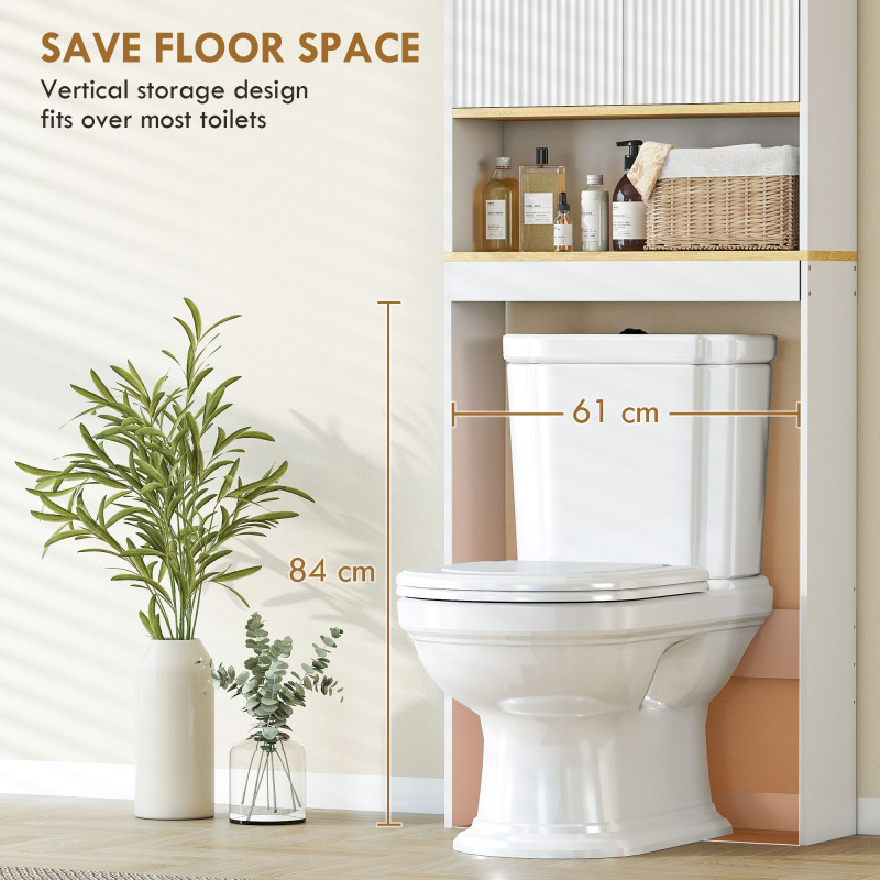 Over the Toilet Storage Shelf Adjustable Shelf Over the Toilet Storage Cabinet for Bathroom White and Oak