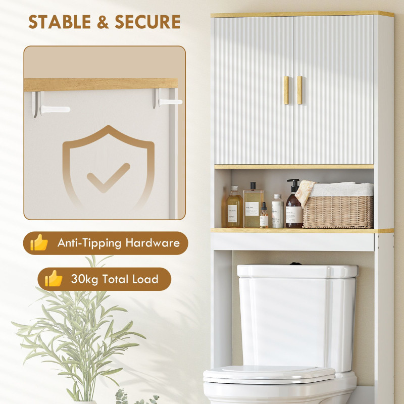 Over the Toilet Storage Shelf Adjustable Shelf Over the Toilet Storage Cabinet for Bathroom White and Oak