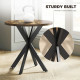 29" Dining Table, Contemporary Round Kitchen Table with Steel Legs, Rustic Brown