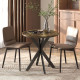 29" Dining Table, Contemporary Round Kitchen Table with Steel Legs, Rustic Brown
