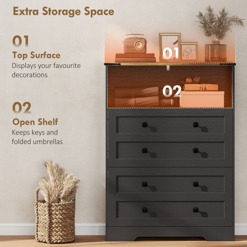Shoe Cabinet with 2 Flip Drawers, Narrow Shoe Storage Cabinet, Black